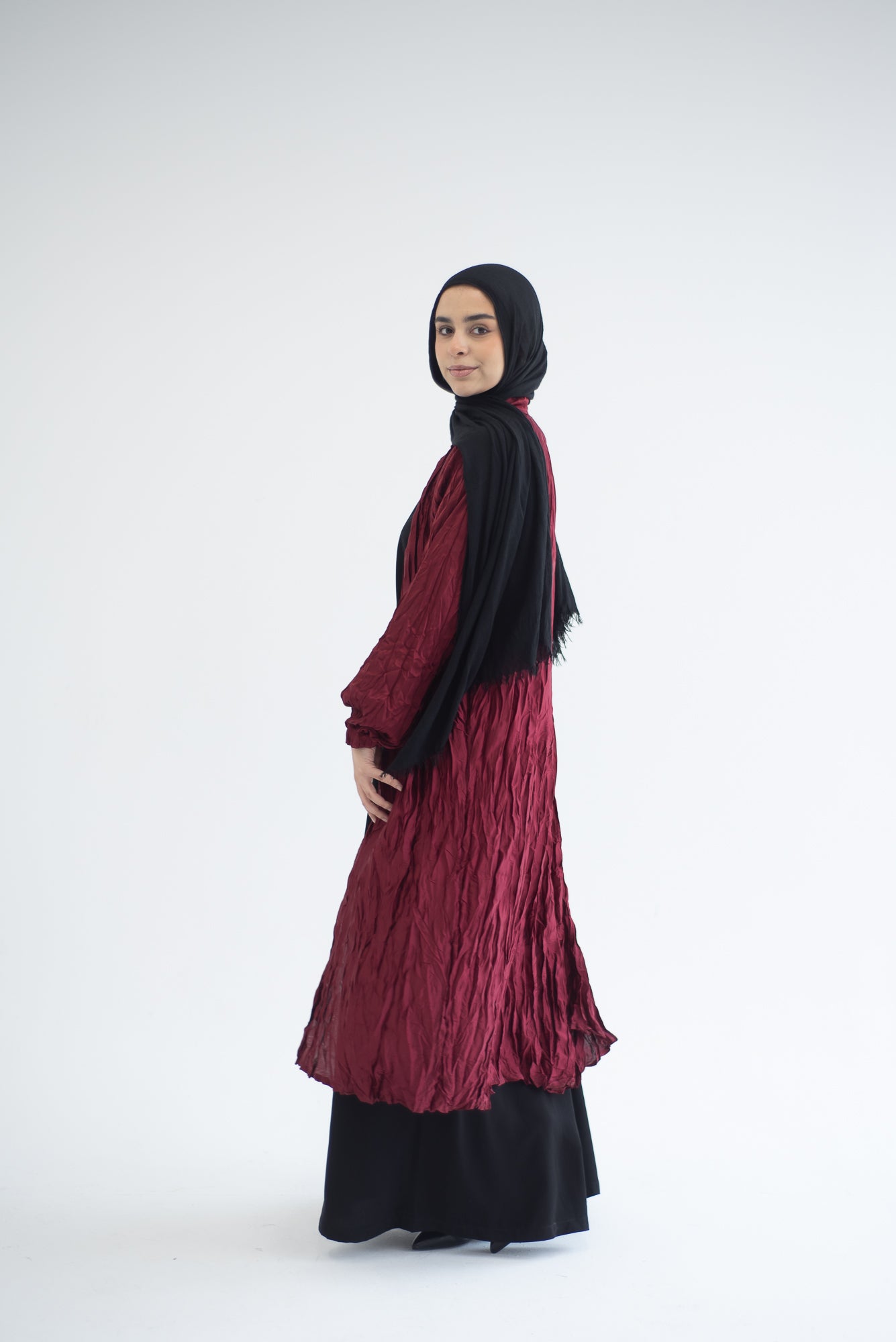 Crushed silk cardigan - Burgundy