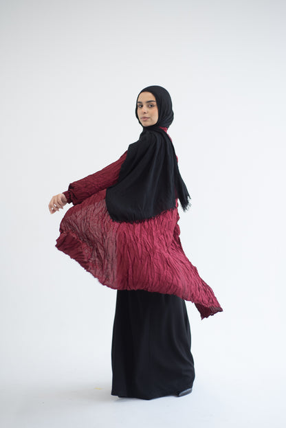 Crushed silk cardigan - Burgundy