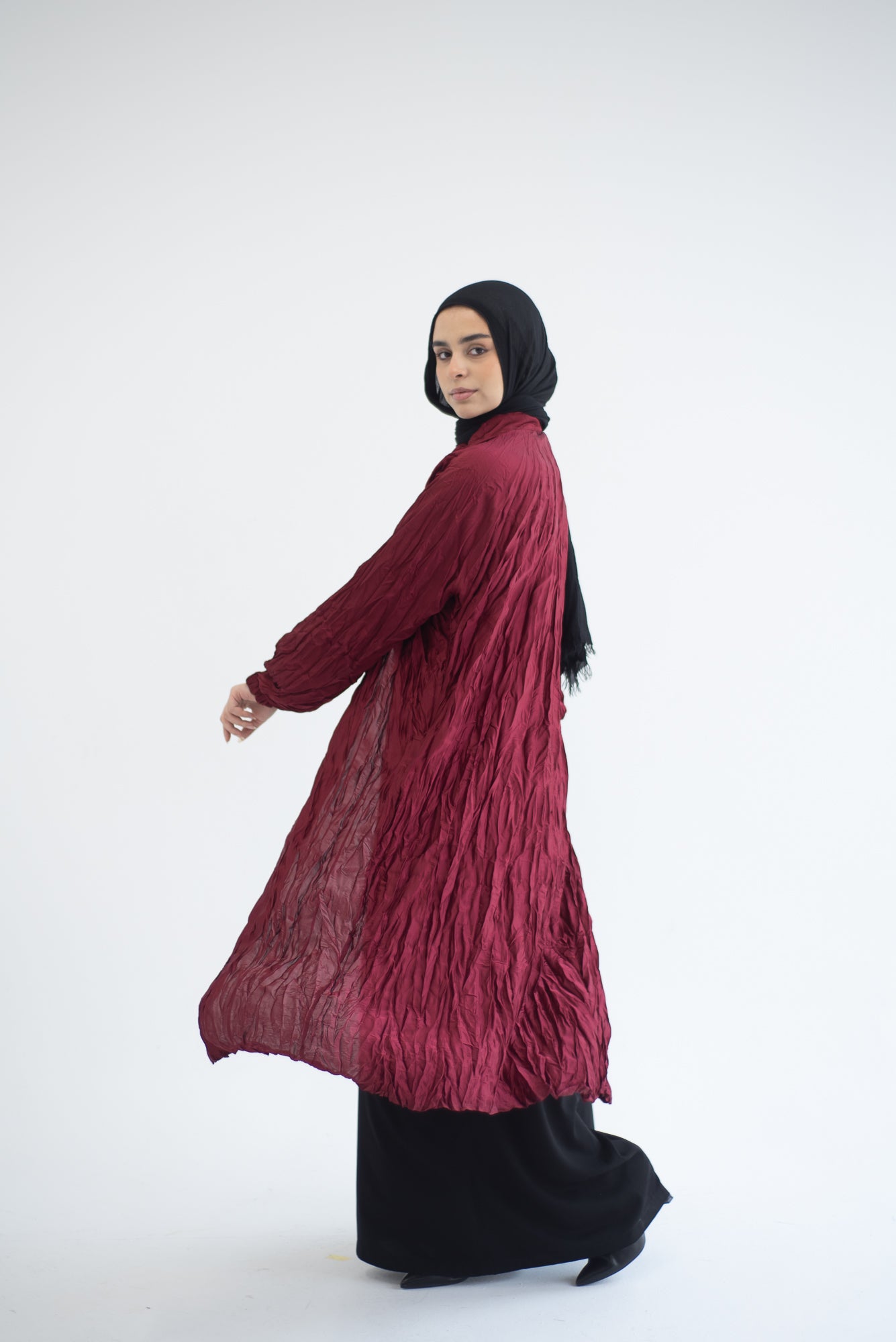 Crushed silk cardigan - Burgundy