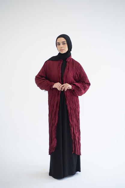 Crushed silk cardigan - Burgundy