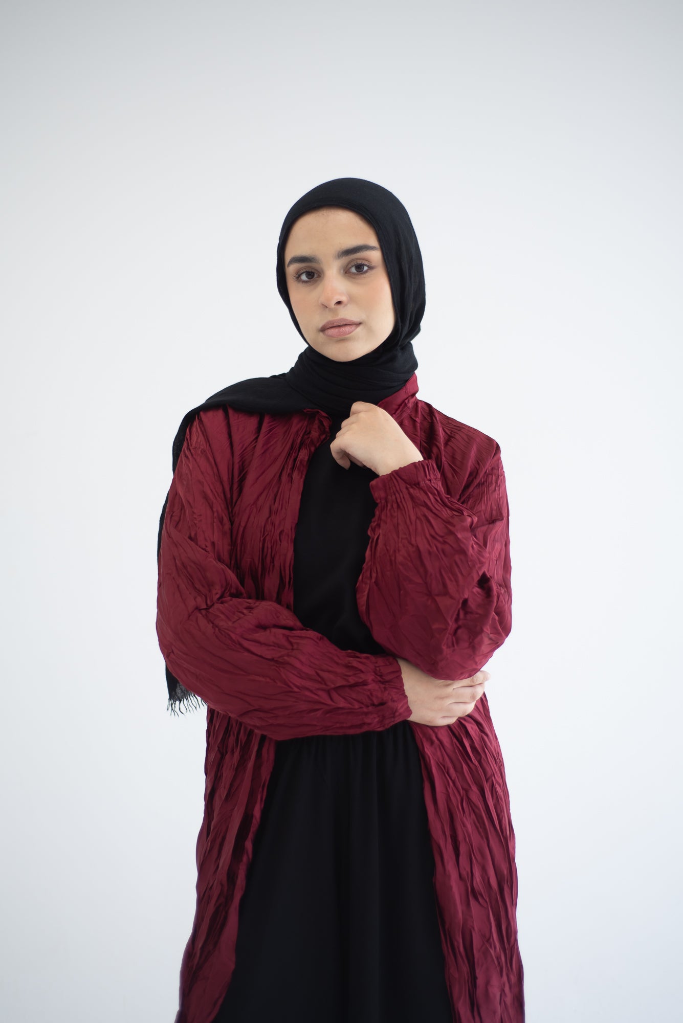 Crushed silk cardigan - Burgundy
