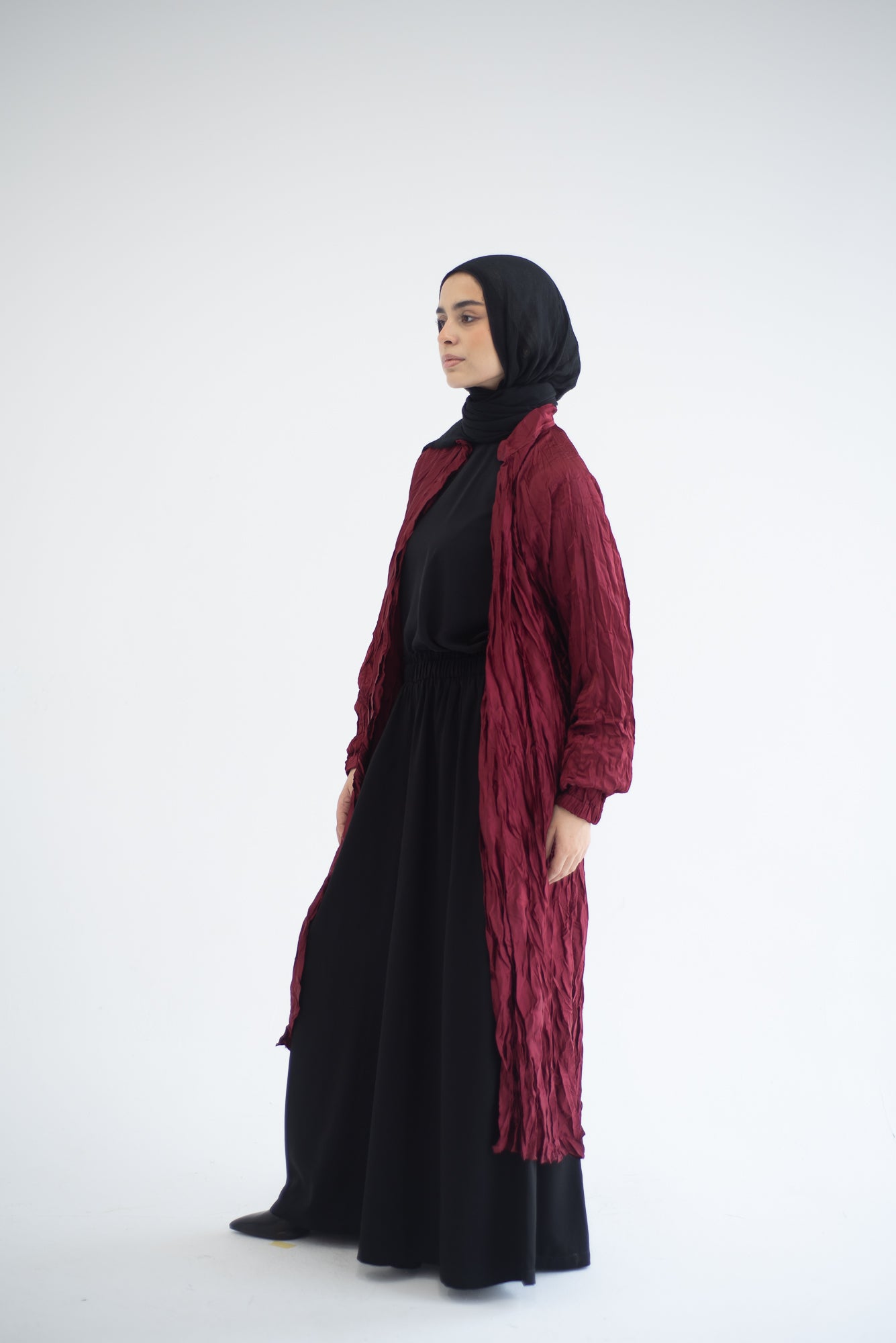 Crushed silk cardigan - Burgundy
