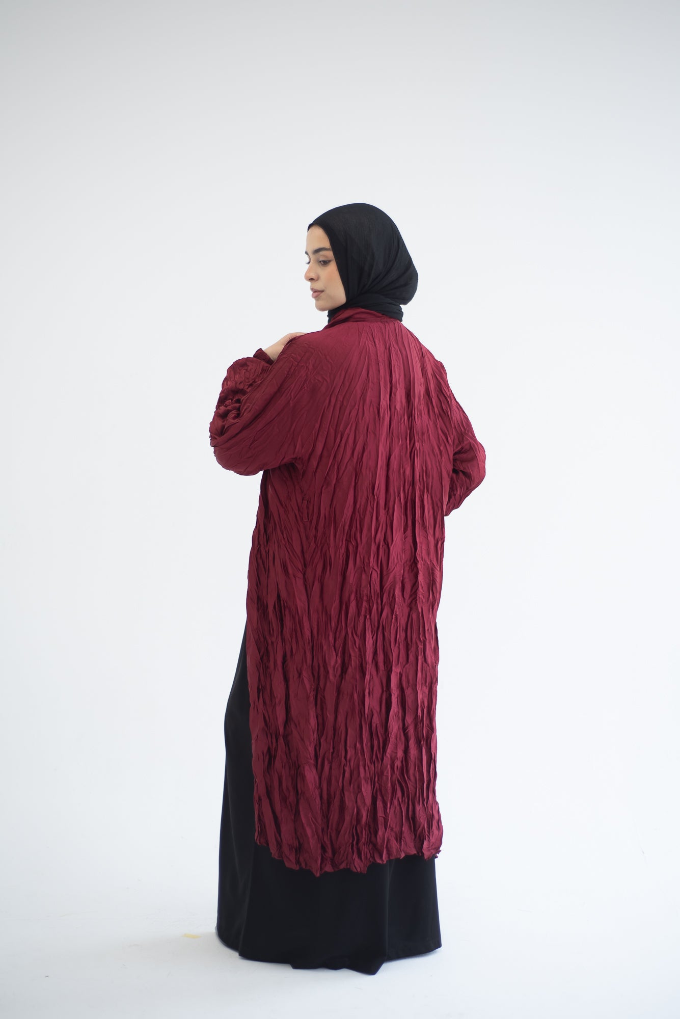 Crushed silk cardigan - Burgundy