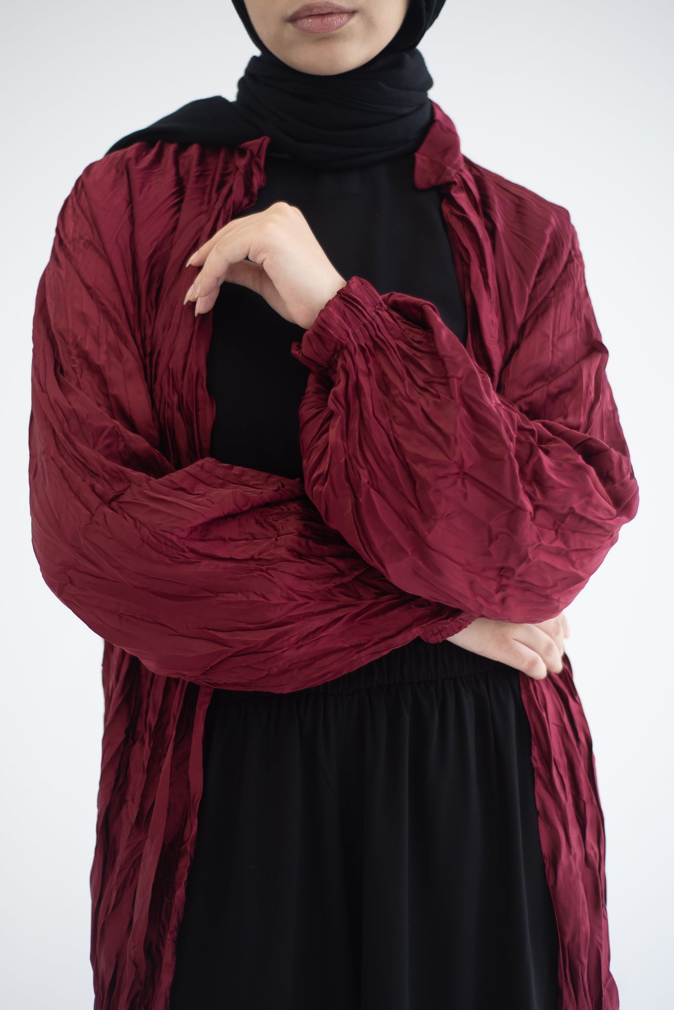 Crushed silk cardigan - Burgundy