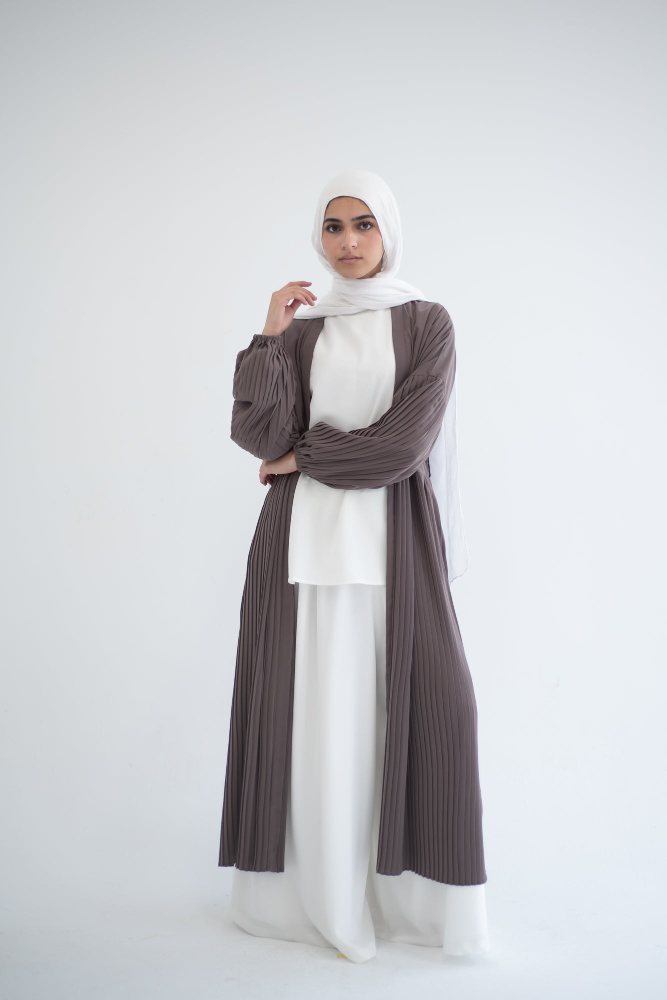 Petal Pleats Cardigan - Cocoa