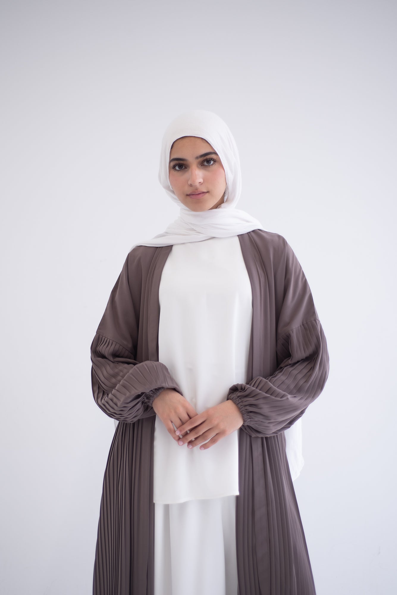 Petal Pleats Cardigan - Cocoa