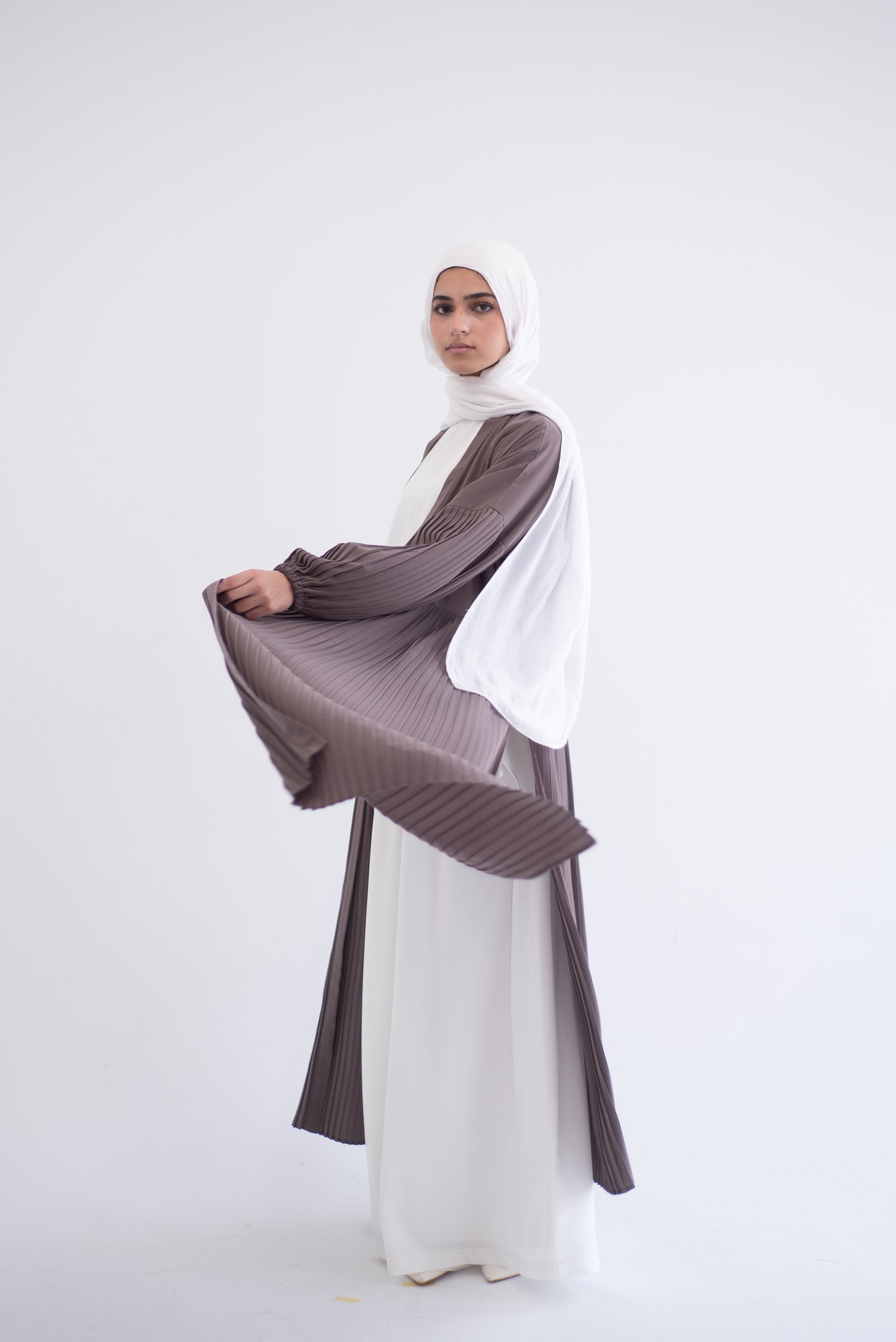 Petal Pleats Cardigan - Cocoa