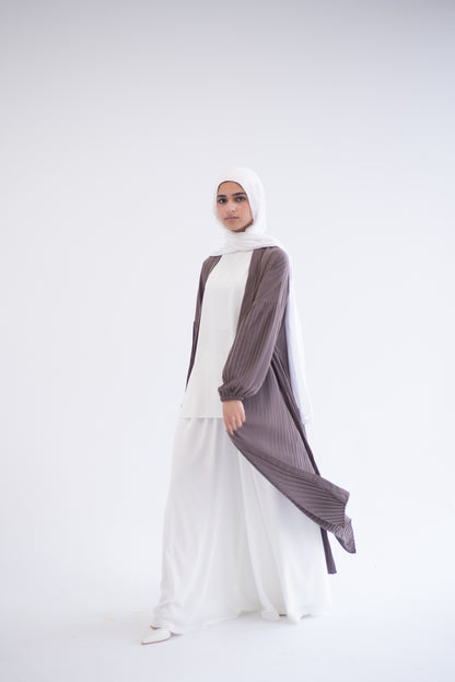 Petal Pleats Cardigan - Cocoa