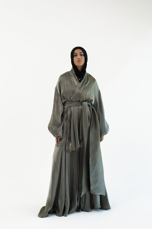 Big Bow Shimmery Set -Olive