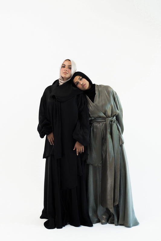 Big Bow shimmery Set - Black