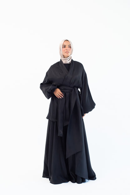 Big Bow shimmery Set - Black