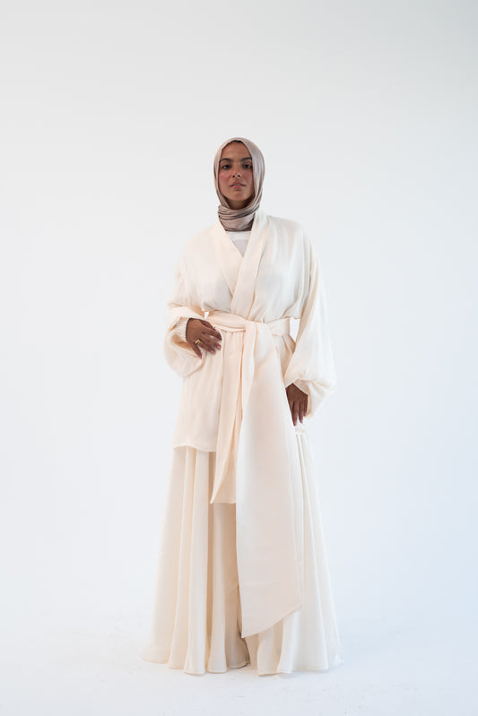 Big Bow shimmery Set - Off White