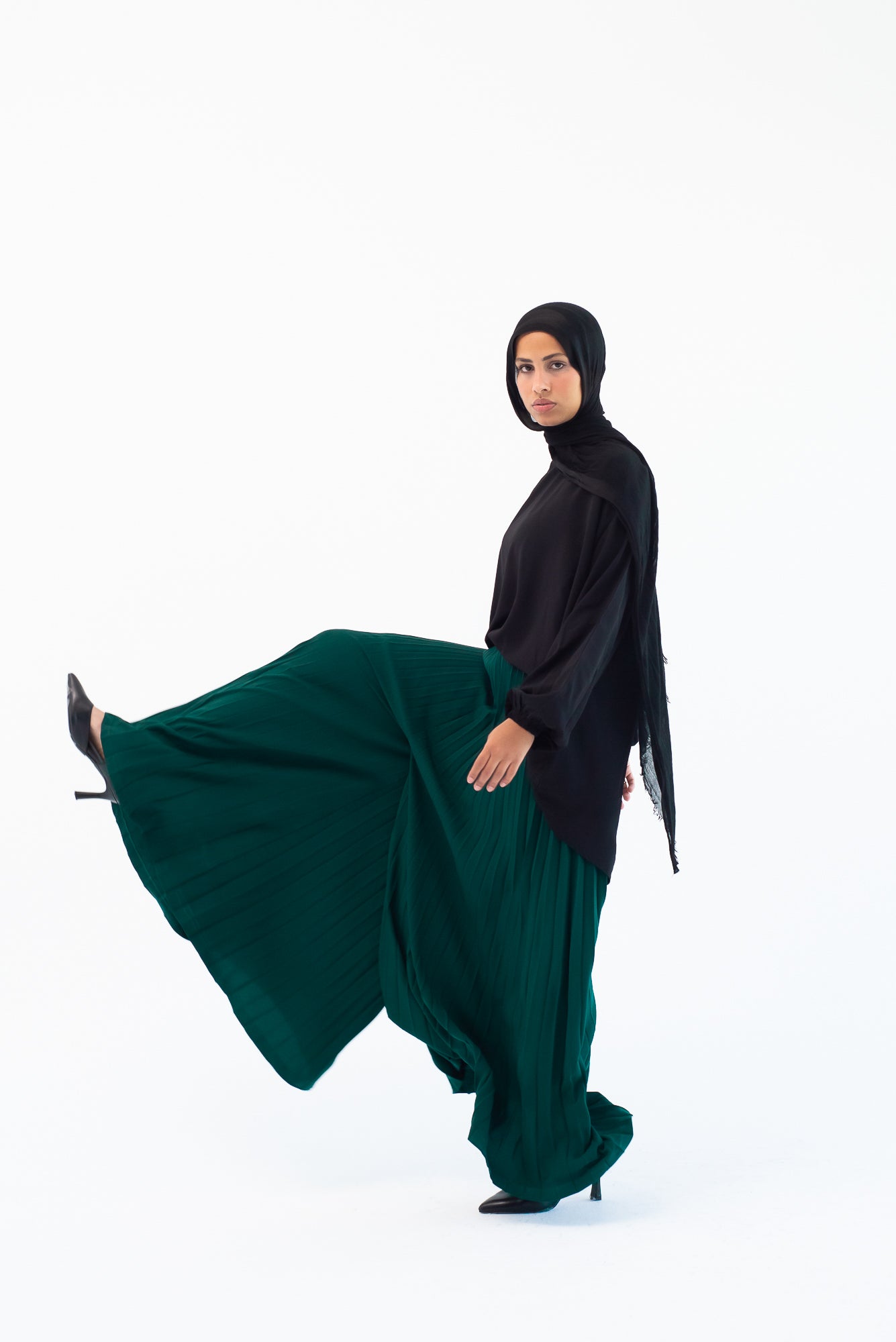 Pleated Pants - Emerald Green