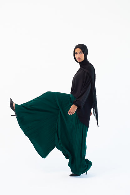 Pleated Pants - Emerald Green