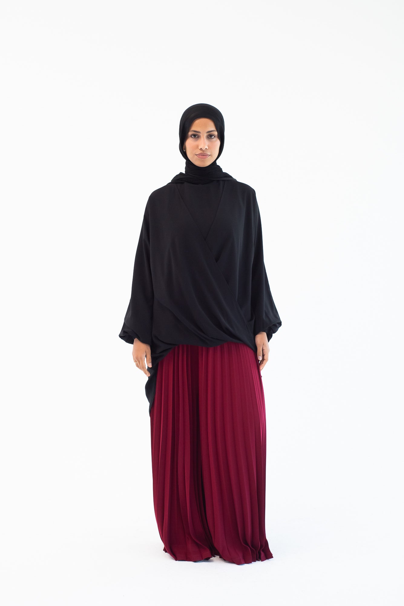 Pleated Pants - Burgundy