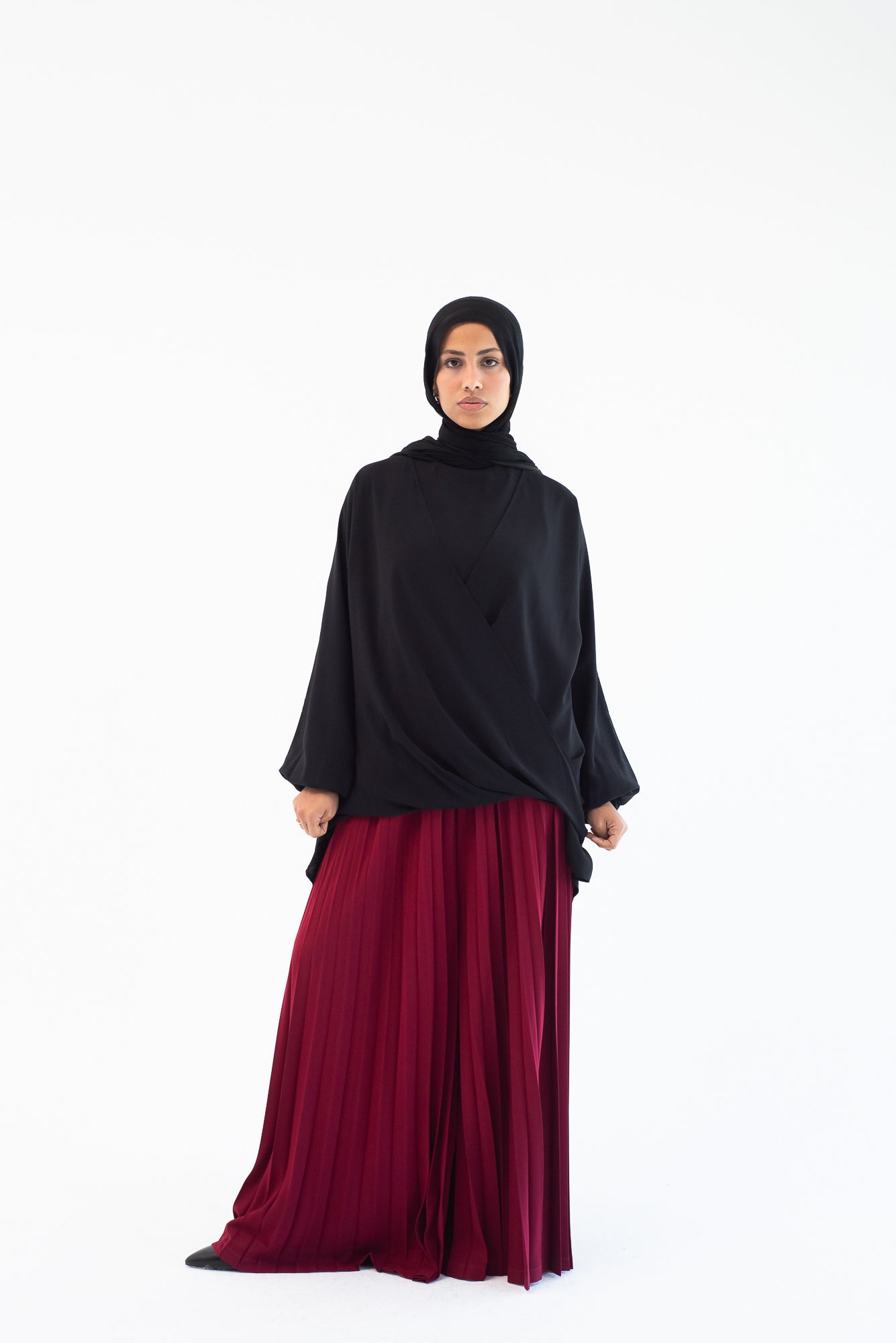 Pleated Pants - Burgundy