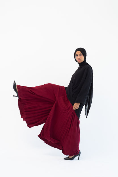 Pleated Pants - Burgundy