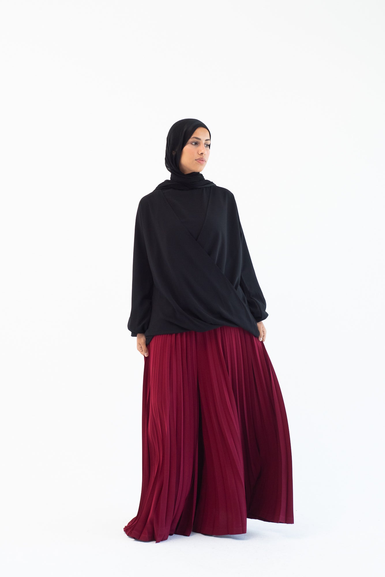 Pleated Pants - Burgundy