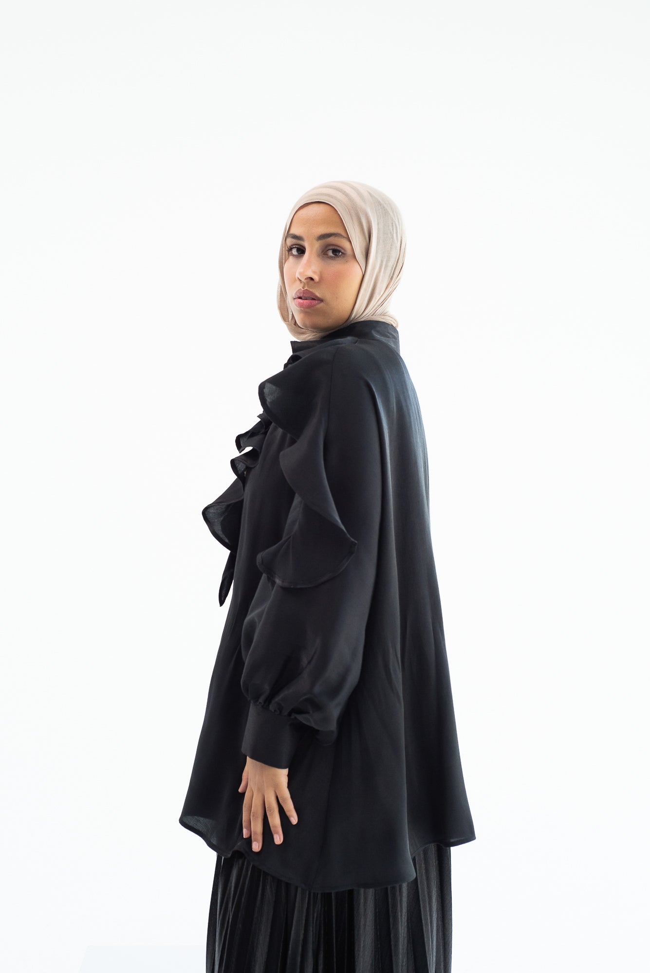 Ruffles Shimmery Top - Black