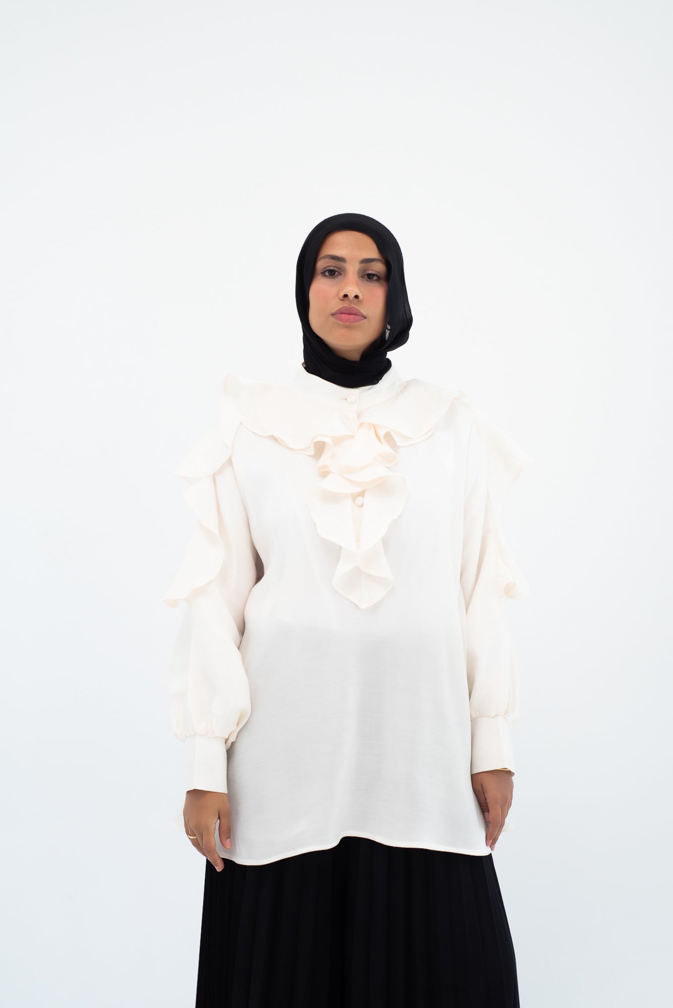 Ruffles  Shimmery Top -  Off White