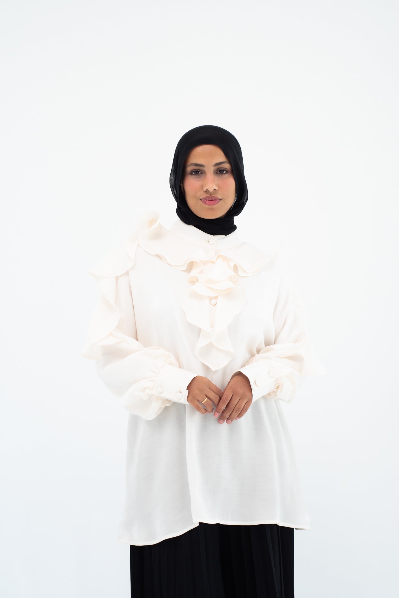 Ruffles  Shimmery Top -  Off White