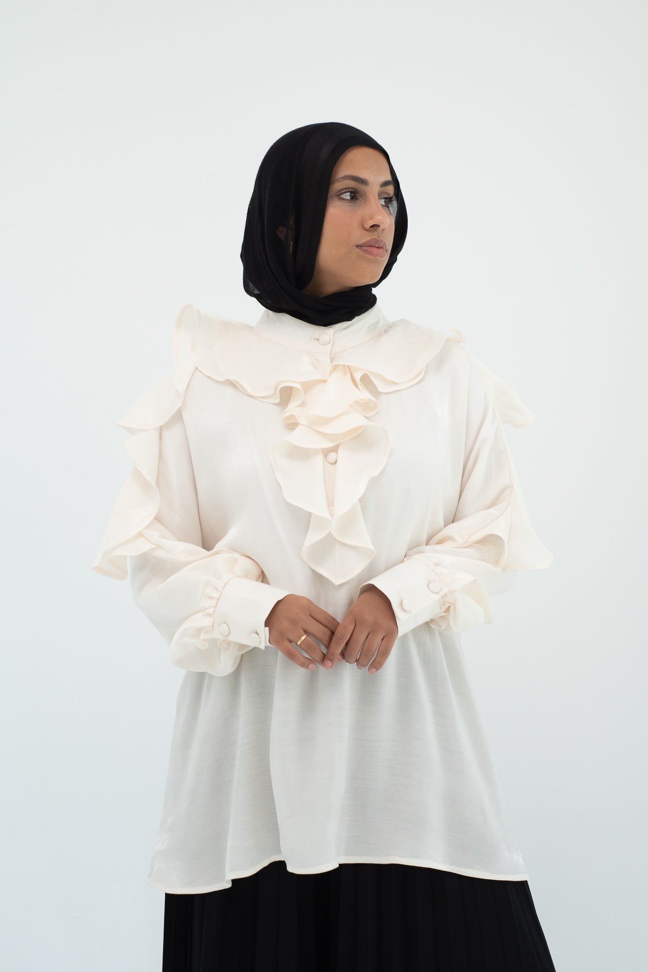 Ruffles  Shimmery Top -  Off White