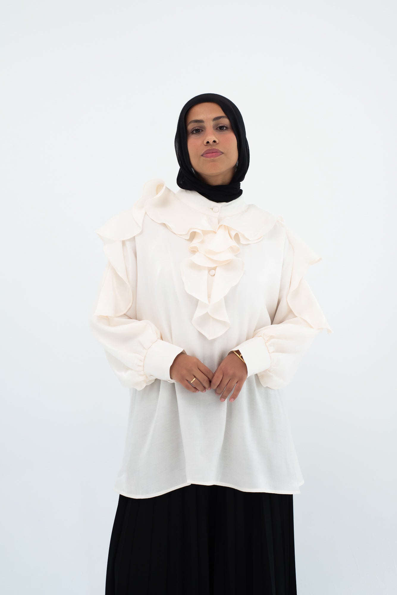 Ruffles  Shimmery Top -  Off White