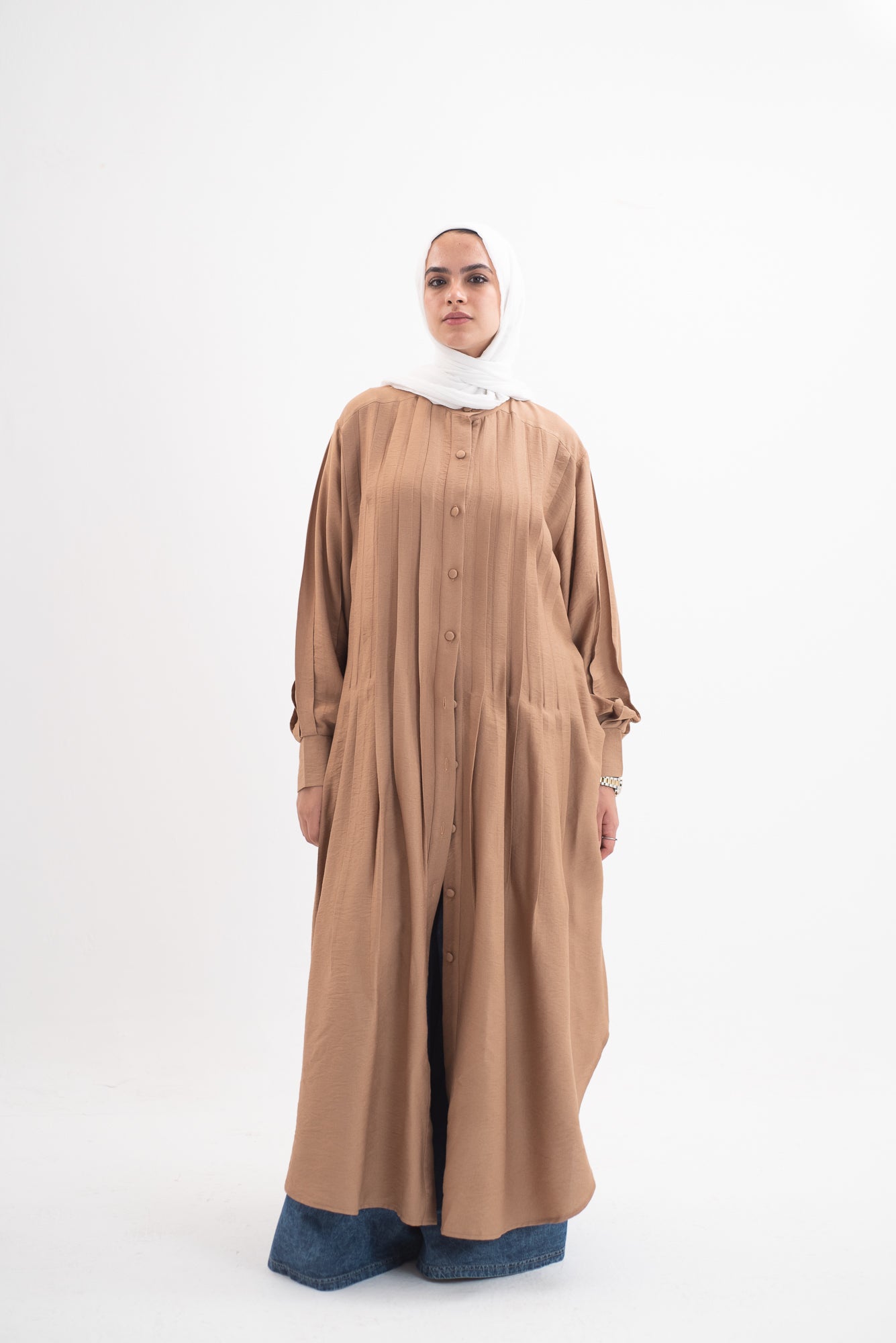Feminine Flow linen shirt dress - Cinnamon