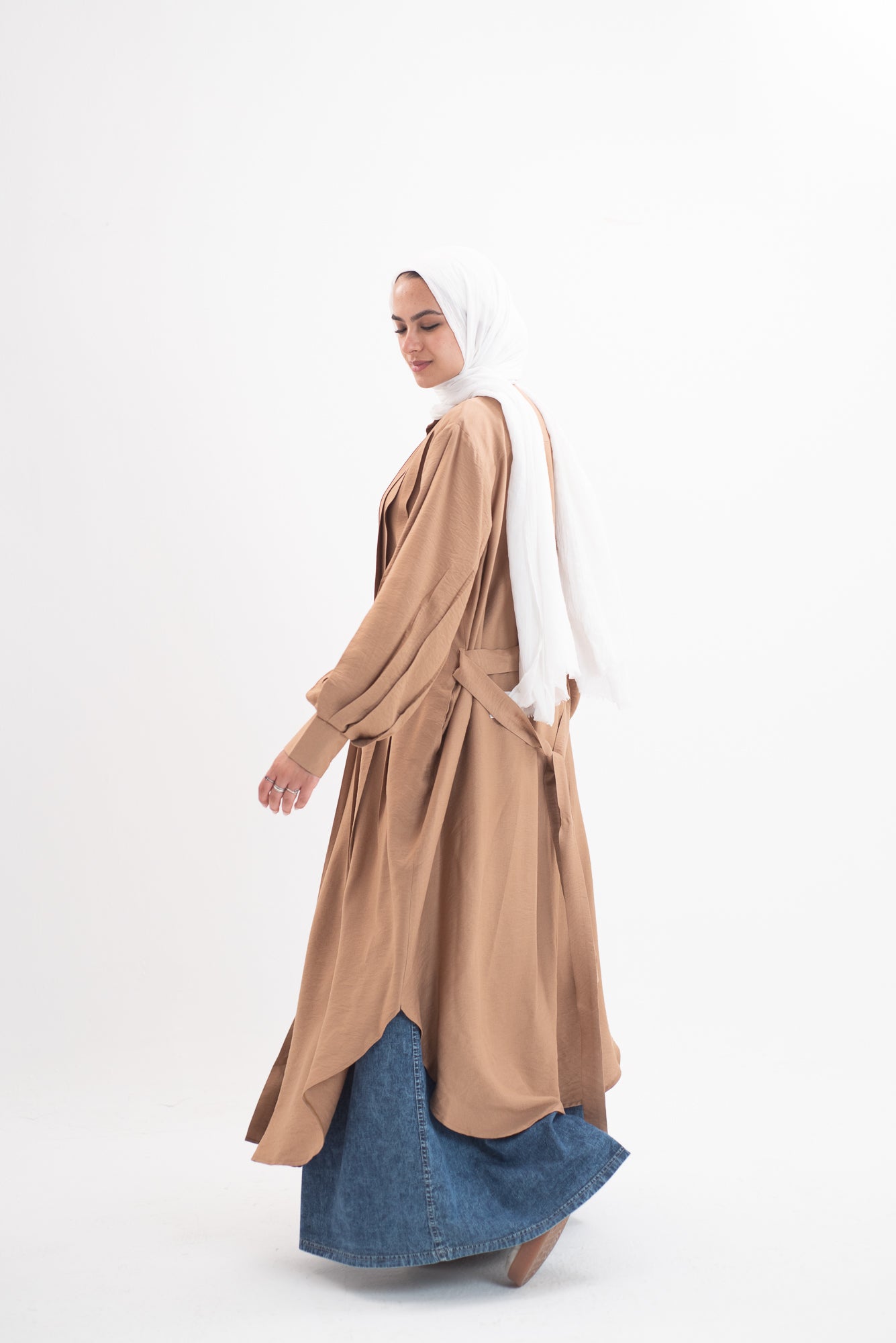 Feminine Flow linen shirt dress - Cinnamon