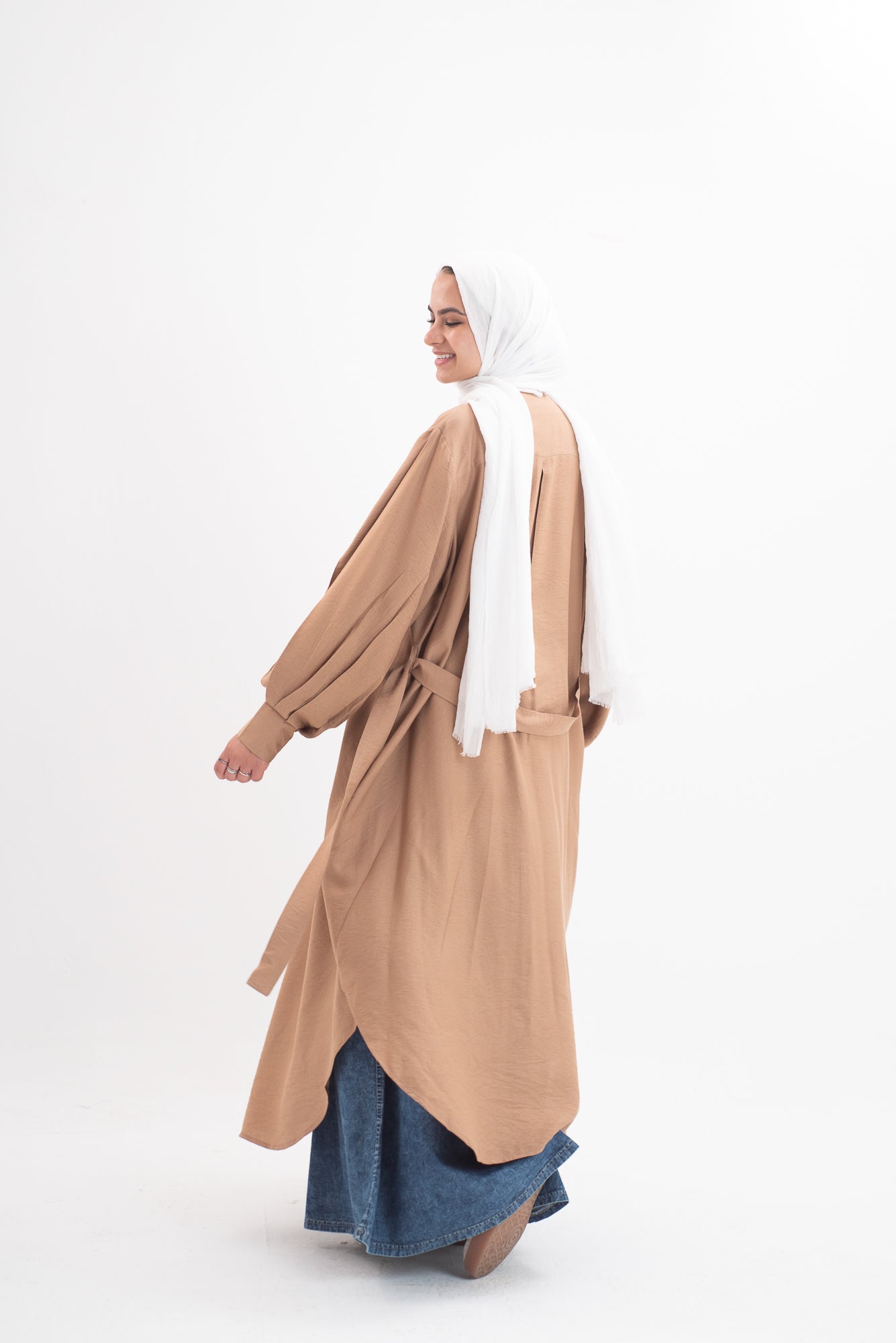 Feminine Flow linen shirt dress - Cinnamon