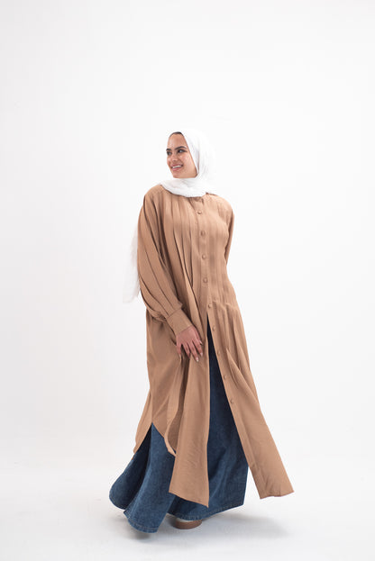 Feminine Flow linen shirt dress - Cinnamon