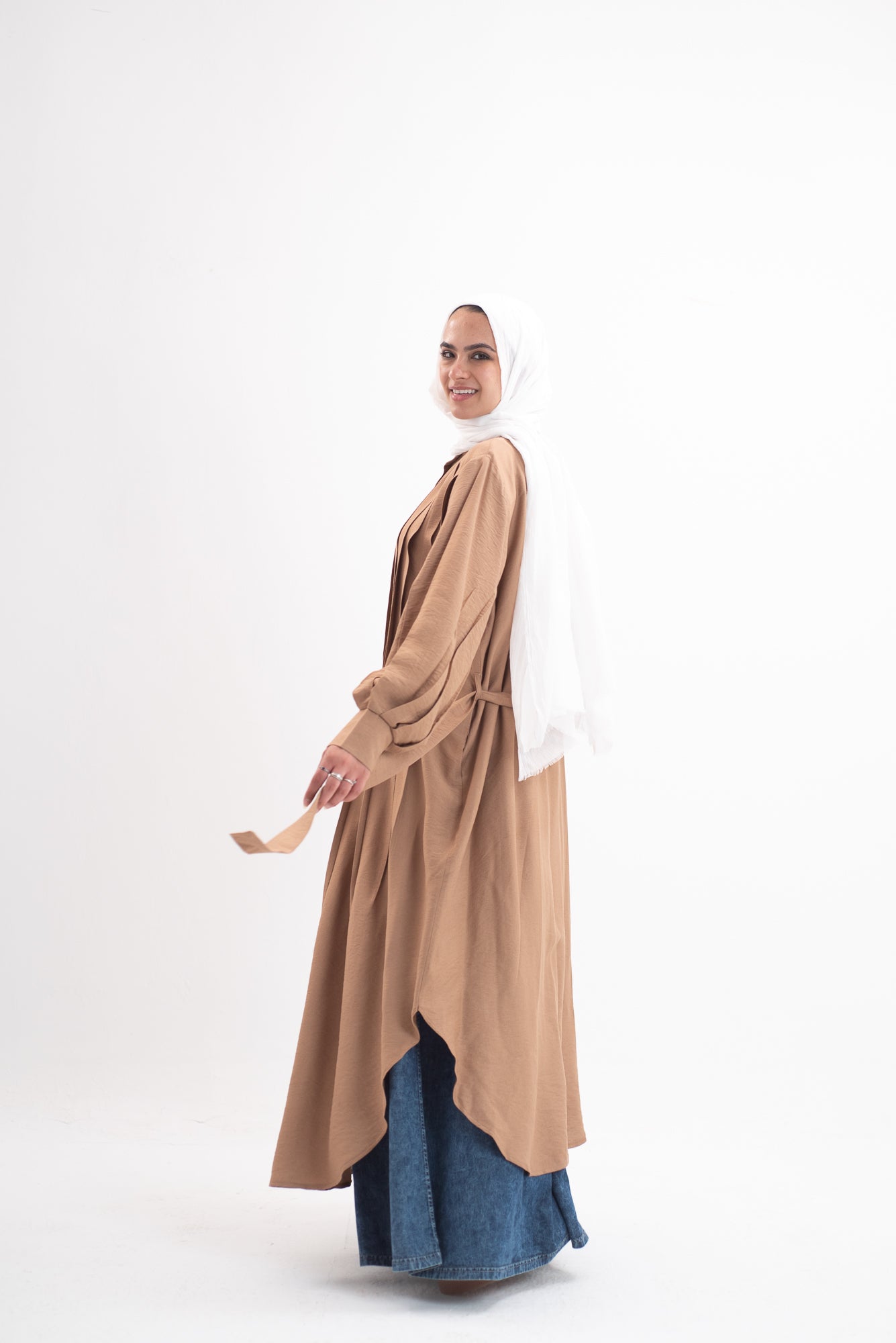 Feminine Flow linen shirt dress - Cinnamon