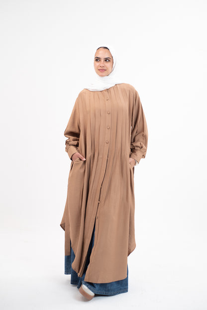 Feminine Flow linen shirt dress - Cinnamon