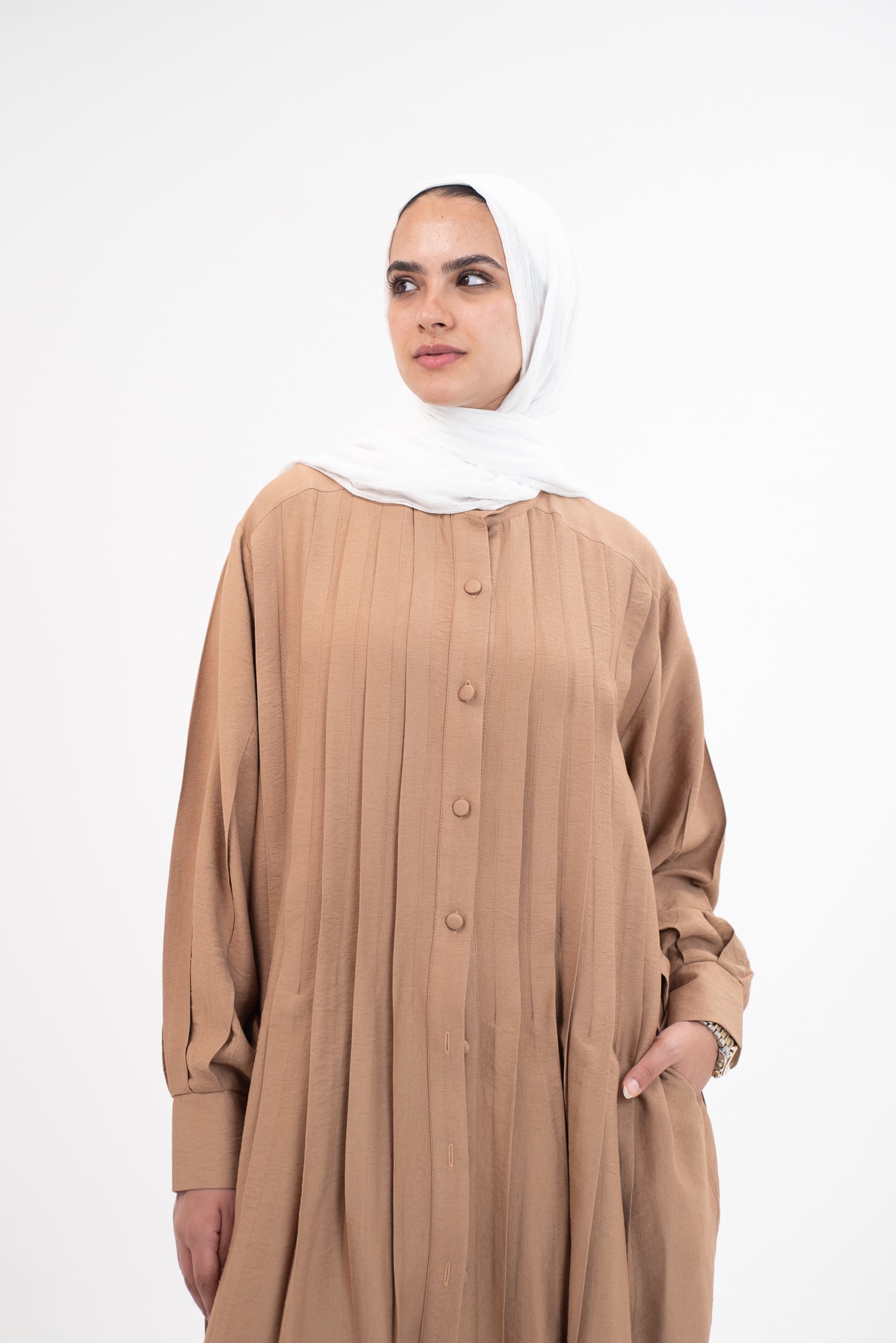 Feminine Flow linen shirt dress - Cinnamon