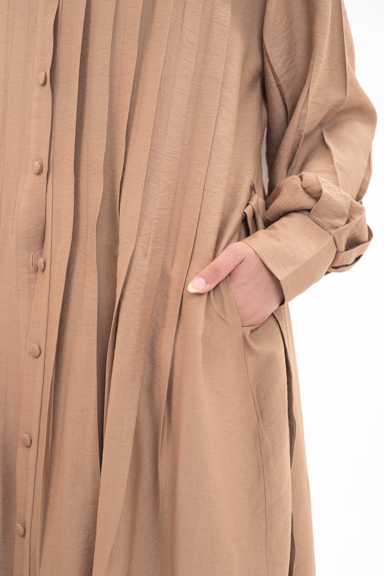 Feminine Flow linen shirt dress - Cinnamon