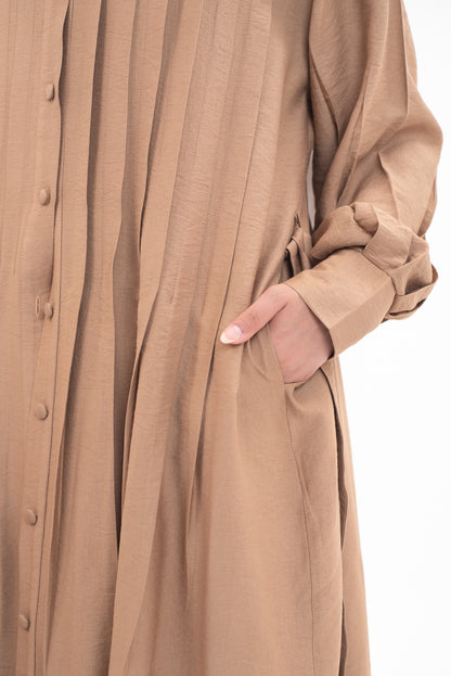 Feminine Flow linen shirt dress - Cinnamon