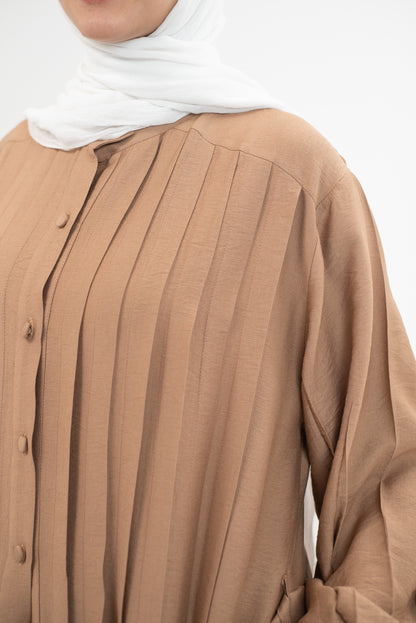 Feminine Flow linen shirt dress - Cinnamon