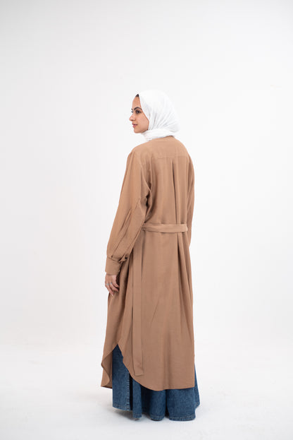 Feminine Flow linen shirt dress - Cinnamon
