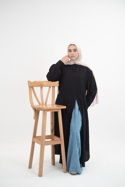 Feminine Flow linen shirt dress - Black