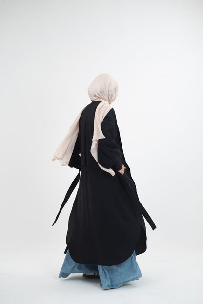 Feminine Flow linen shirt dress - Black