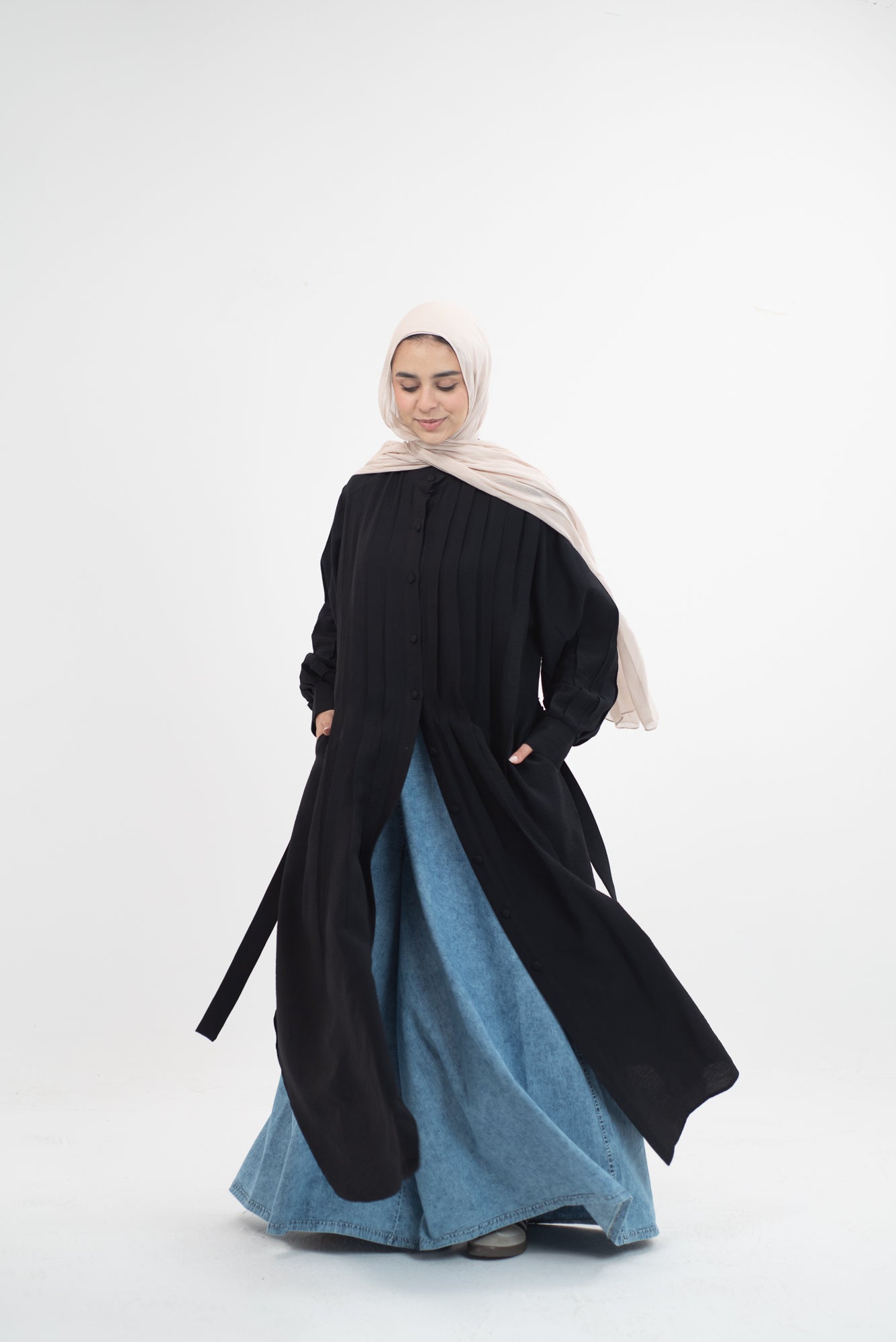Feminine Flow linen shirt dress - Black