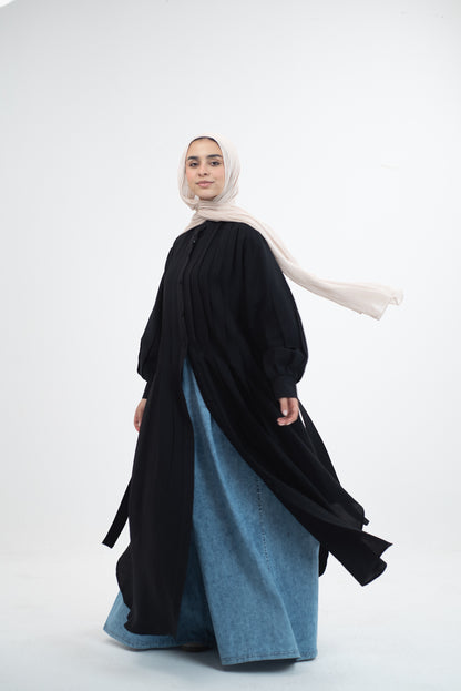 Feminine Flow linen shirt dress - Black