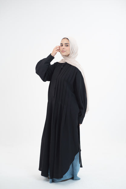 Feminine Flow linen shirt dress - Black