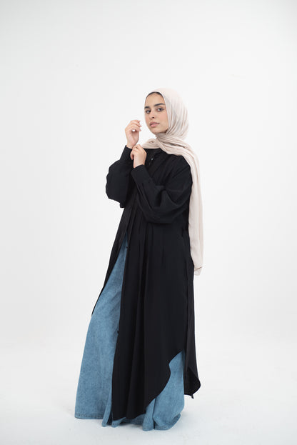 Feminine Flow linen shirt dress - Black