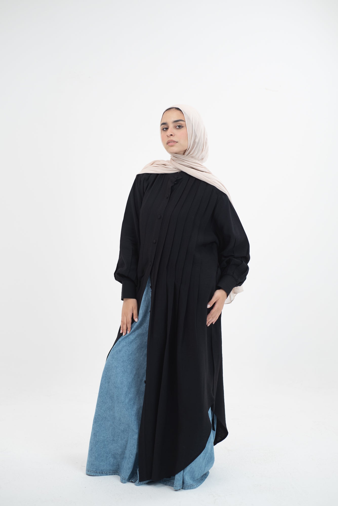 Feminine Flow linen shirt dress - Black