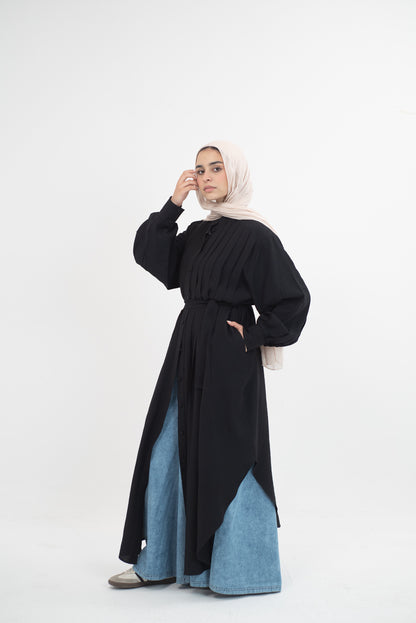Feminine Flow linen shirt dress - Black