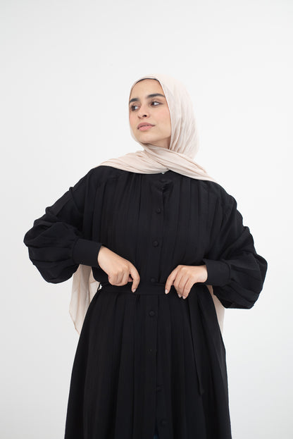 Feminine Flow linen shirt dress - Black