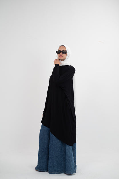 Breezy Bliss Long Shirt - Black