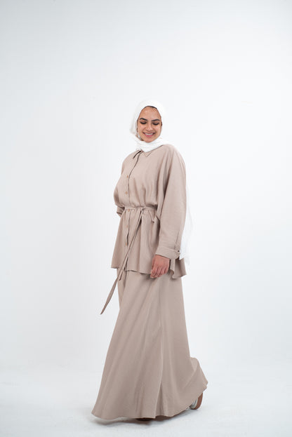 FLARE & FLOW LINEN SET - Beige