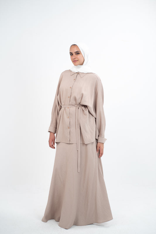 FLARE & FLOW LINEN SET - Beige